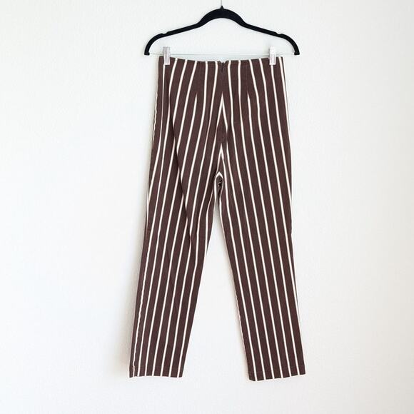 Reformation Marlon Brown Striped High-rise Cropped Straight Leg Pants, size 6 - Picture 2 of 9